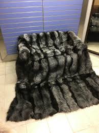 Luxury Full Skin Silver Fox Fur Throw Real Fox Fur Blanket ...
