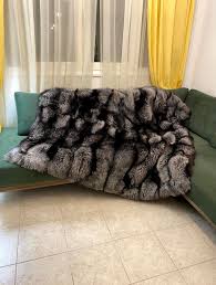 REAL SILVER FOX Fur Throw,luxury Cashmere Style Lining,fur ...