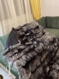 Top SILVER FOX Fur Throw,luxury Cashmere Style Lining,fur ...