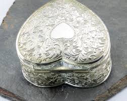 Heart Shaped Silver Plated Trinket Box: Velvet Lined Jewelry Box - Etsy