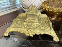 Vintage 1900s French Cast Brass European Desk Inkwell in Neo ...