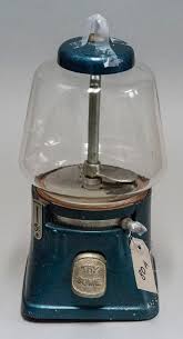 Lot - Vintage 5 cent gumball machine, dark blue metal base ...