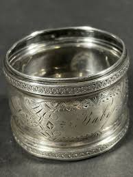 Antique Victorian Etched 800 Silver Napkin Ring Monogrammed ...