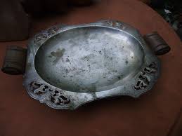 Antik Schale Versilbert Frankreich Patina Holzgriffe ...