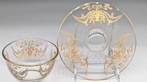 Paden City Glass Bowl Gold Etched Encrusted w/underplate Tiffin Fostoria | eBay