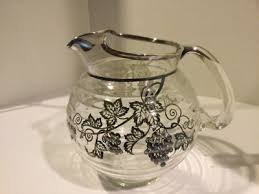 Vintage Beautiful Glass Pitcher With Sterling Silver Overlay | eBay