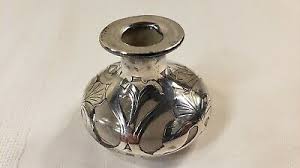 Vintage pretty floral design Silver Overlay Perfume Scent ...