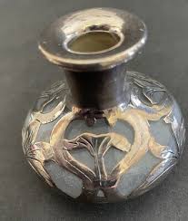 Antique Glass Perfume Bottle Art Nouveau Sterling Silver ...