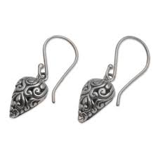 Pointed Sterling Silver Dangle Earrings Crafted in Bali - Pointed Vines | NOVICA