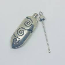 Sterling Silver (.925) Perfume/essential Oil Bottle/pendant (W/ Removable Stem/dipping Stick) *SIGNED* *VINTAGE* - Etsy India