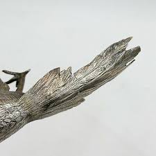 Pair Belgium Solid 835 Silver Pheasant Bird Figurines circa ...