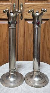 Vintage 1960s Brass Crown Top Candlestick With Colored Glass Insets, Approx. 10" T, Made in India, Set of 2 - Etsy