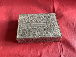 Very Heavy Silvertone Metal “coffee Table” Cigarette Box ...