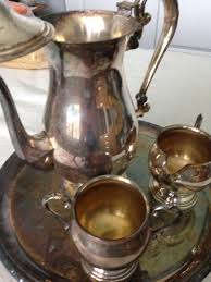 Sheridan Silver on Copper Coffee Tea Tray Cream Sugar 4 pc ...