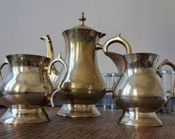 Old Coffee Service in Gold Metal - Vintage Coffee Service ...