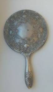 Vintage Silver Plate Heavy Ornate Floral Vanity Hand Mirror ...
