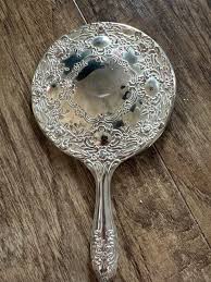 3 Piece Silver Plated Vanity Set, Dresser Mirror, Brush ...