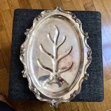 Wallace Silversmiths | Dining | 23 Vintage Silverplate Footed Meat Platter With Well Wallace La Reine 13 | Poshmark