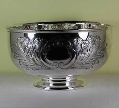 Silver Punch Bowl, Beautifully Hand Chased | eBay