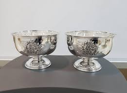 20th Century Italian Silver Centerpieces Embossed and Chiselled with Flowers For Sale at 1stDibs | italian centerpieces