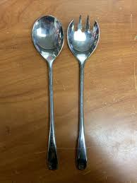 Vintage Silver Plate Italy Serving Salad Spoon and Fork Set ...