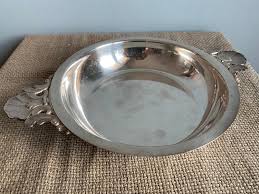 Silver Metal Bowl With Beautiful Handles, Vintage Look ...