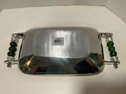 Wild Eye Design Serving Platter Tray Bowl Green Glass Beaded ...