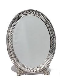 Continental Neoclassical Silver Oval Dressing Mirror, 19th ...
