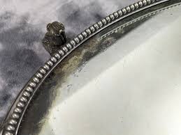 19th Century Victorian Oval Silver Plate Mirror Table ...