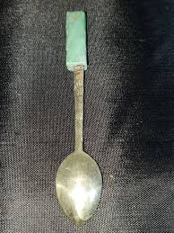 Vintage Mexico Souvenir Spoon Green Jade Type Stone Handle Alpaca 4.25" | eBay