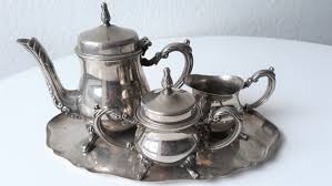 Set: 4-piece Teapot, Sugar Bowl, Milk Jug, Tray, Antique ...