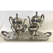 Vintage Five Piece Tea Service With Grapevine Details ...