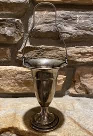 VintageSHEFFIELD Silverplate Trumphet Vase Urn Ornate Swing Handle Flower Decor | eBay