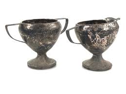 Lot - VTG. MFH WEIGHTED STERLING SILVER CREAM & SUGAR