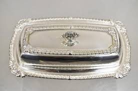 Vintage Victorian Style Silver Plated Covered Butter Dish w/ Glass Liner by Rose For Sale at 1stDibs