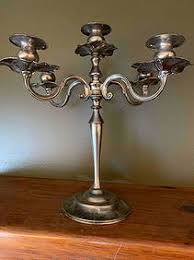 Quadruple Silver Plated Candle Sticks Vintage Antique