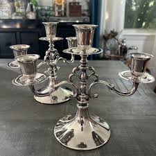 SET 2 VINTAGE 3 Arm Candelabra Heavy Silver Plated 8” Tall 9” Wide Elegant MCM $61.83 - PicClick CA