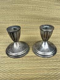 2 Vtg Pat.Pend Weighted Sterling Silver Short Candlesticks Pair | eBay Australia