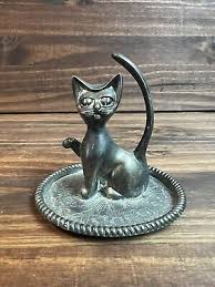 Vtg Interpur Cat Ring Jewlery Holder Silver Pewter Round Base 3.5" Hong Kong | eBay