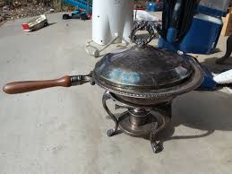 Antique WM Rogers Silverplate Chafing/Warming Dish W/ Stand Lid Burner Cookware | eBay