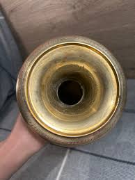 Vintage Mid Century Indian Brass Tall Vase With Red & Yellow Floral Engravings | Collectible MCM Home Decor and Accessories Made in India - Etsy