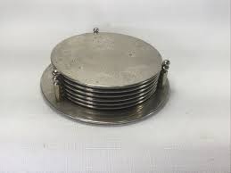 Silver Plate Coaster Set Embossed with Bird, Cactus and Mountains. | eBay