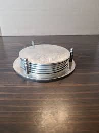 Vintage Retro 1970's Set of 6 Silver-Plated Coasters in Matching Caddy ~ Floral | eBay Australia