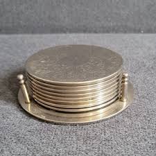 A Set of 8 Vintage Silver-plated Metal Coasters - Etsy