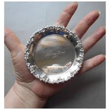 Coaster Welcome Home 1951 Silver Plated Vintage Grapes Leaves Trinket . For Sale at Ruby Lane