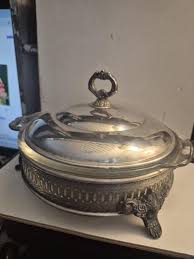 Vintage Silver Plated Serving Dish With Anchor Hocking 2qt ...
