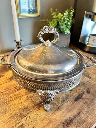 Vintage Silver Plated Elegant Chafing Dish W/ Pyrex Glass ...