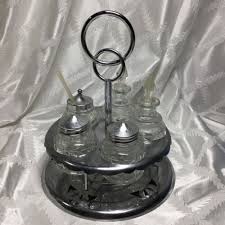 Vtg MCM carousel Cruet Set In Stainless Steel Caddy Complete ...