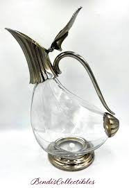 Vintage Duck Glass Silver Plated Claret Swan. Jug Decanter ...
