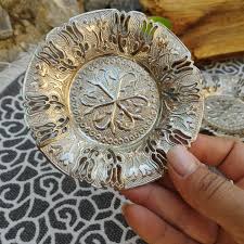 Retro Silver Tone Metal Coasters: Ornate Turkish Trinket Plates (set of 2) - Etsy